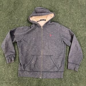 Polo Ralph Lauren Men’s XL Gray Full Zip Hooded Sweatshirt Jacket Red Pony Logo